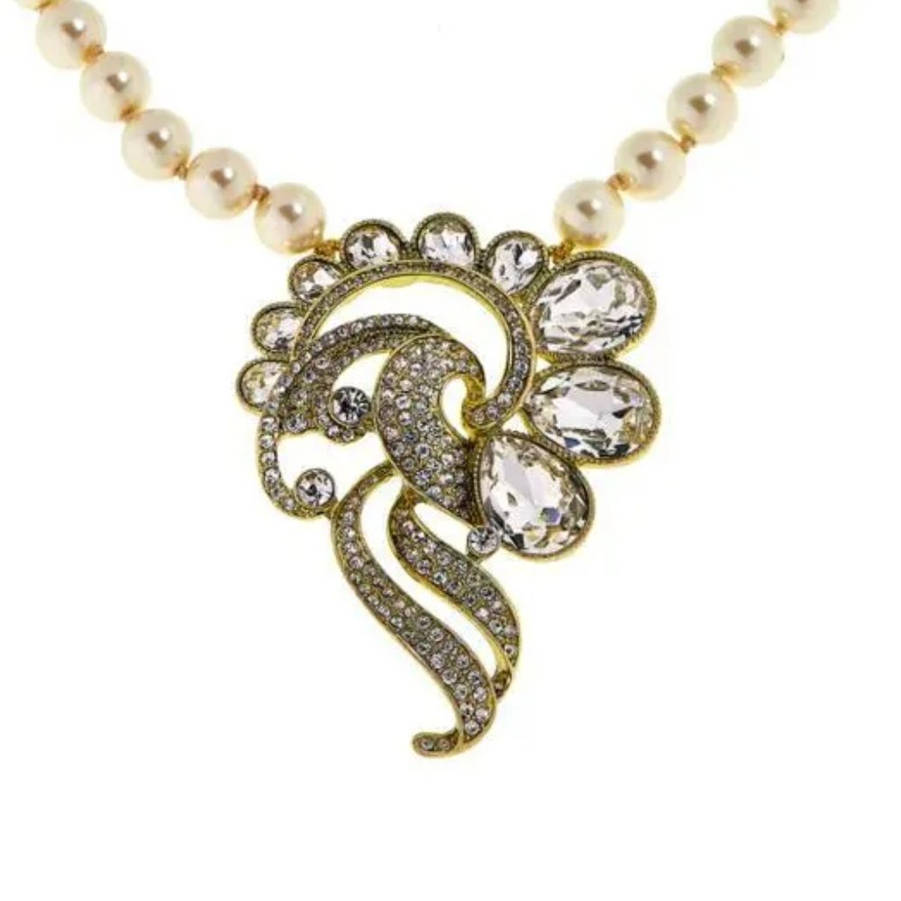 Heidi Daus "Night at Opera" Cream Color Beaded Necklace 17-1/2" - Picture 2 of 3